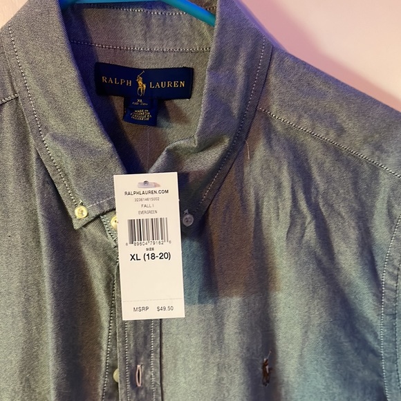 NWT Boys Dark Chambray (blue) Ralph Lauren Button Down - Picture 2 of 5